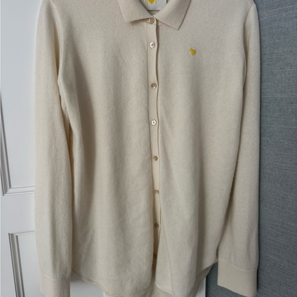 Keri Rosenthal Cream Knit Cardigan button down sweater